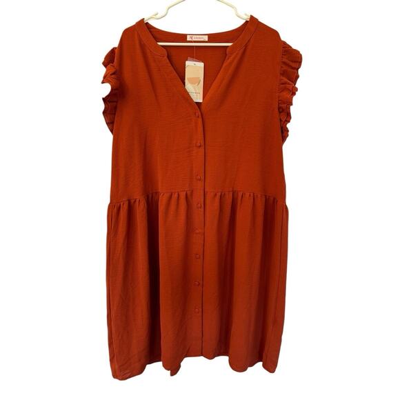 KIRUNDO Mini Dress for Women Sleeveless V Neck Button Down Tunic Shift Plus XXL - Picture 4 of 10